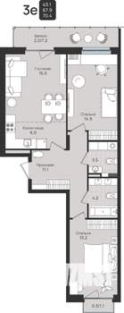 3-к квартира, вторичка, 70м2, 5/6 этаж