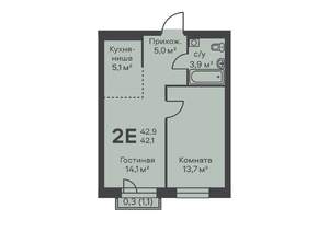 2-к квартира, вторичка, 42м2, 2/4 этаж