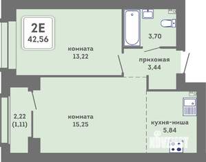 2-к квартира, вторичка, 43м2, 2/7 этаж