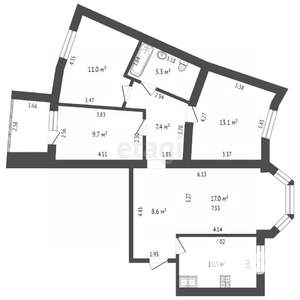4-к квартира, вторичка, 85м2, 4/10 этаж