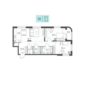 3-к квартира, вторичка, 73м2, 5/22 этаж