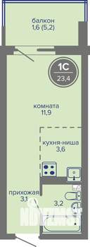Студия квартира, вторичка, 23м2, 3/26 этаж
