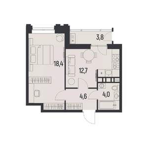 1-к квартира, вторичка, 42м2, 10/12 этаж