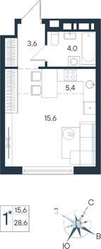 Студия квартира, строящийся дом, 29м2, 2/15 этаж