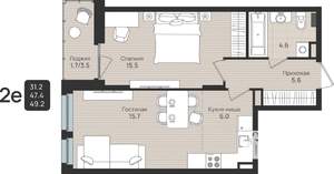 2-к квартира, вторичка, 49м2, 3/6 этаж