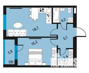 2-к квартира, вторичка, 49м2, 26/30 этаж