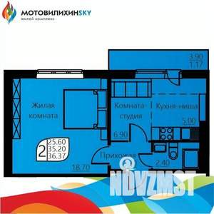 2-к квартира, вторичка, 35м2, 6/9 этаж