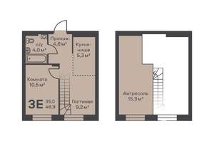 3-к квартира, вторичка, 49м2, 1/4 этаж