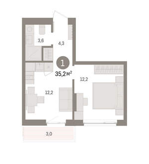 1-к квартира, вторичка, 35м2, 2/11 этаж