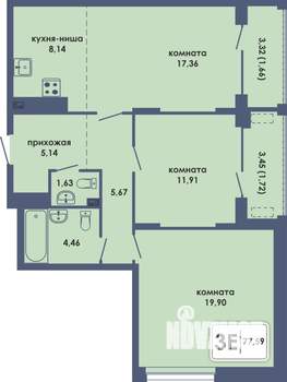 3-к квартира, вторичка, 78м2, 7/10 этаж
