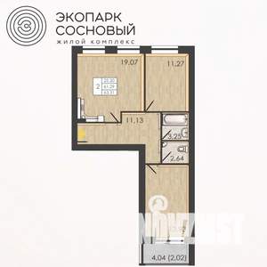 2-к квартира, вторичка, 61м2, 4/4 этаж