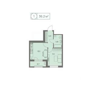 1-к квартира, вторичка, 36м2, 5/25 этаж