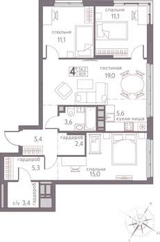 Студия квартира, строящийся дом, 82м2, 17/20 этаж