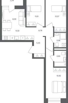 3-к квартира, вторичка, 77м2, 2/8 этаж