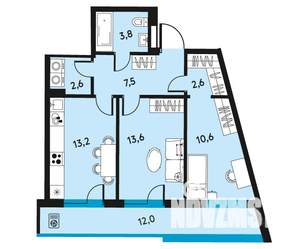 2-к квартира, вторичка, 60м2, 16/30 этаж