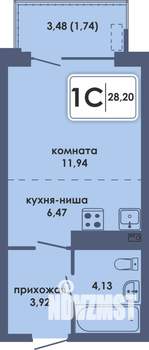 Студия квартира, вторичка, 28м2, 3/10 этаж