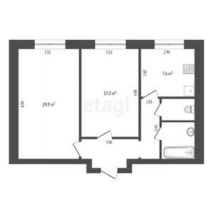 2-к квартира, вторичка, 47м2, 2/2 этаж