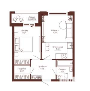 2-к квартира, вторичка, 41м2, 6/10 этаж