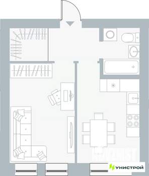 1-к квартира, вторичка, 37м2, 2/5 этаж