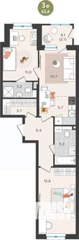 3-к квартира, вторичка, 64м2, 2/25 этаж