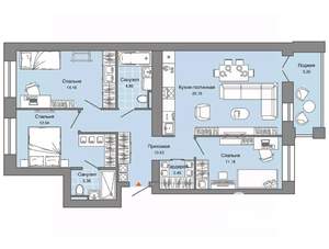 3-к квартира, вторичка, 86м2, 5/8 этаж