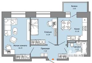 2-к квартира, вторичка, 51м2, 2/8 этаж