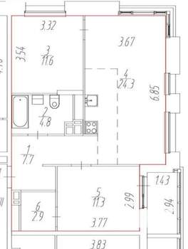 3-к квартира, вторичка, 63м2, 6/22 этаж