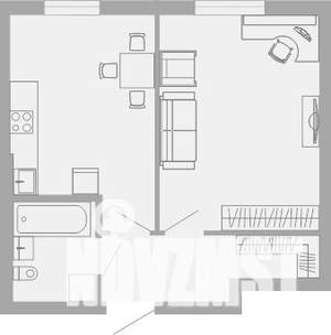 1-к квартира, вторичка, 42м2, 2/4 этаж