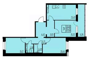 3-к квартира, вторичка, 64м2, 1/8 этаж