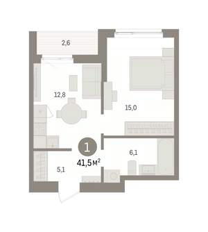 1-к квартира, вторичка, 41м2, 13/16 этаж