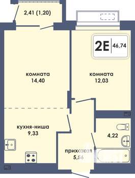 2-к квартира, вторичка, 47м2, 6/10 этаж