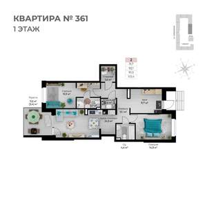 3-к квартира, строящийся дом, 103м2, 1/6 этаж