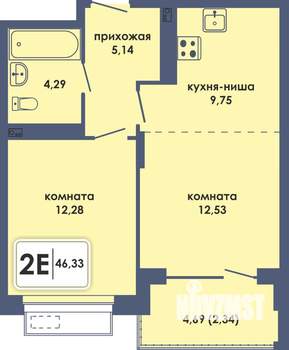 2-к квартира, вторичка, 46м2, 2/10 этаж