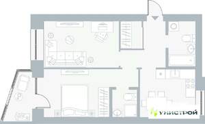 2-к квартира, вторичка, 57м2, 4/5 этаж