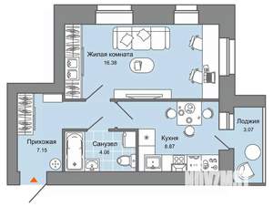 1-к квартира, вторичка, 38м2, 8/8 этаж
