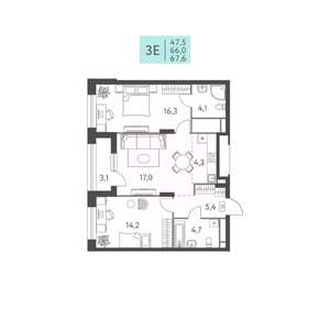 3-к квартира, вторичка, 68м2, 18/22 этаж