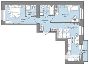 2-к квартира, вторичка, 59м2, 8/8 этаж