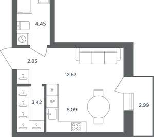 1-к квартира, вторичка, 29м2, 5/8 этаж