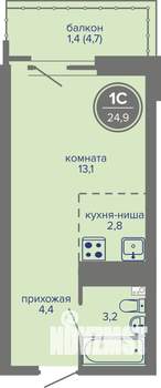 Студия квартира, вторичка, 25м2, 18/26 этаж