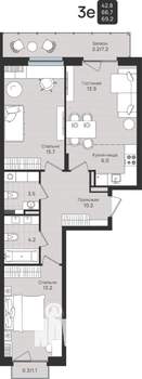 3-к квартира, вторичка, 69м2, 6/6 этаж