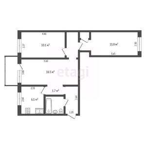 3-к квартира, вторичка, 56м2, 5/5 этаж
