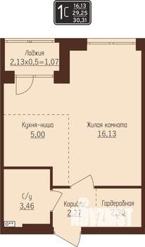 1-к квартира, строящийся дом, 30м2, 5/8 этаж