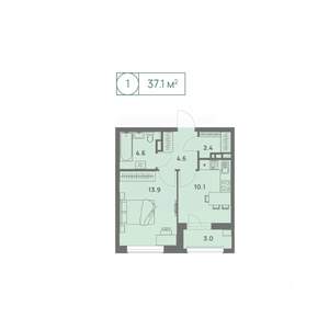 1-к квартира, вторичка, 37м2, 5/25 этаж