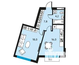 1-к квартира, вторичка, 46м2, 30/30 этаж