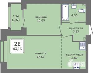 2-к квартира, вторичка, 43м2, 5/7 этаж