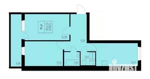 2-к квартира, строящийся дом, 53м2, 9/9 этаж