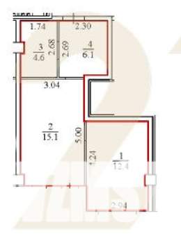 1-к квартира, вторичка, 38м2, 16/25 этаж