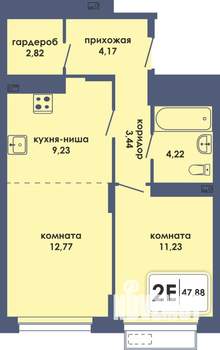2-к квартира, вторичка, 48м2, 2/10 этаж
