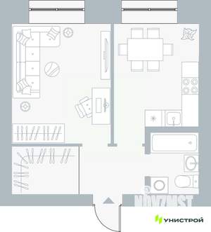 1-к квартира, вторичка, 38м2, 1/5 этаж