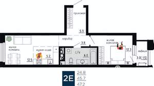 2-к квартира, вторичка, 48м2, 6/9 этаж